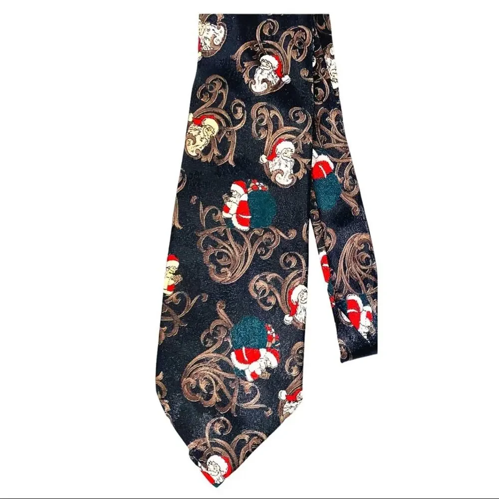 Vintage black Santa Claus tie Holiday